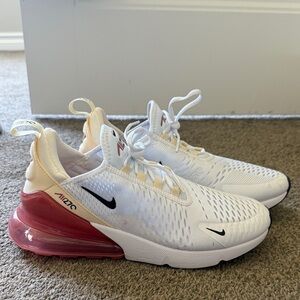 Nike Air Max 270 White and Red Sneakers